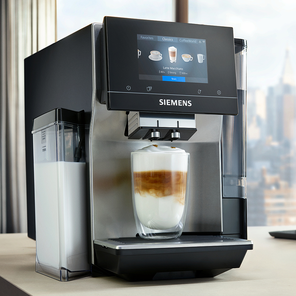 Siemens Macchina da caffè automatica consente di memorizzare fino a 30 diverse creazioni di caffè personalizzate EQ.700 integral TQ707D03 intuitivo display full touch colore nero laccato 